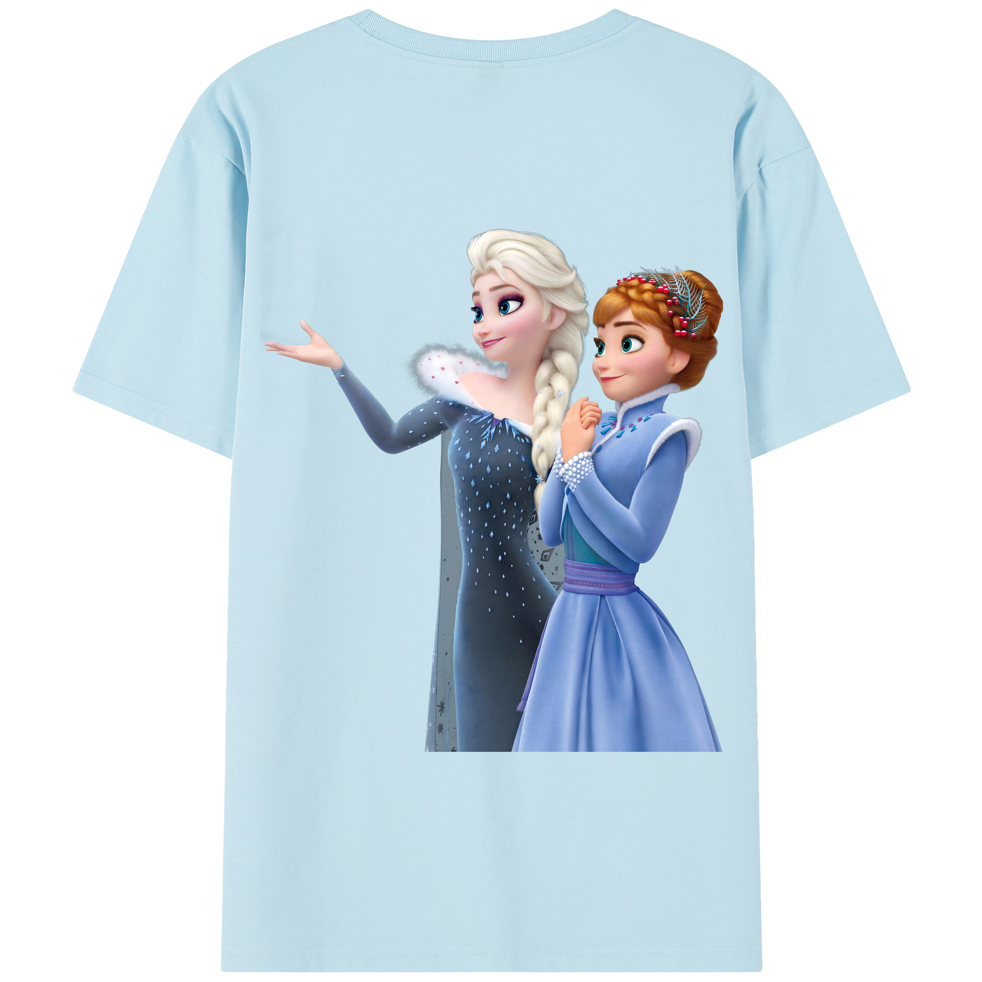 （画像用） アナと雪の女王 アンナ エルサ Frozen Anna Elsa 綿100％半袖Tシャツ（背面プリント）